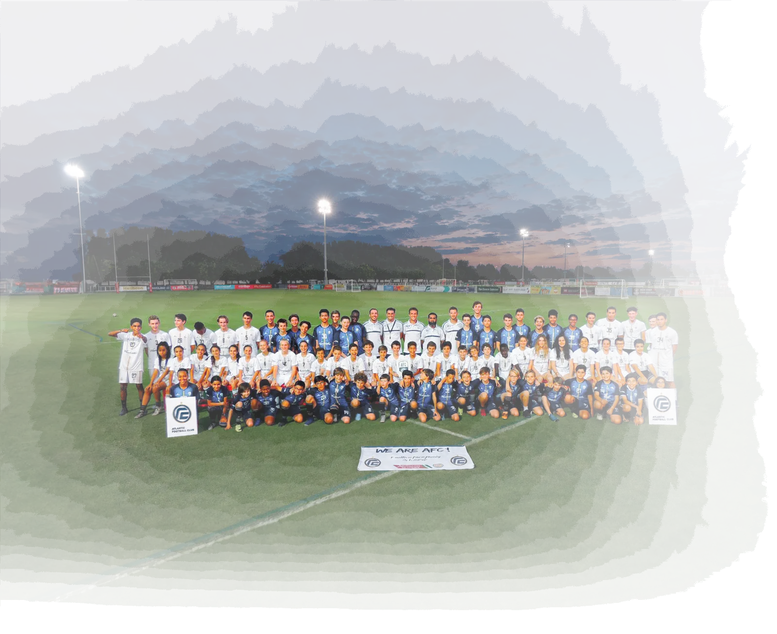 The whole AFC club gathered on the pitch for a team photograph