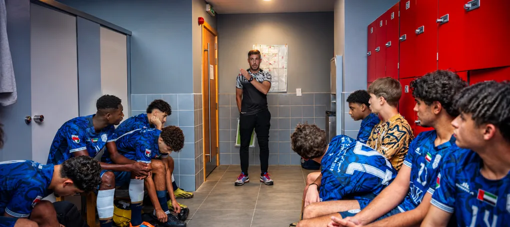 Players getting ready by the lockers before going out